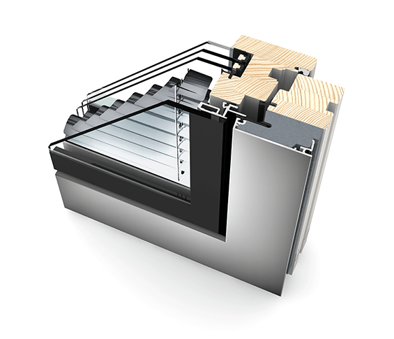 HV 350 – czteroszybowe okno drewniano-aluminiowe